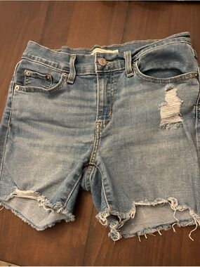 Levi's Light Blue Distressed Jean Shorts